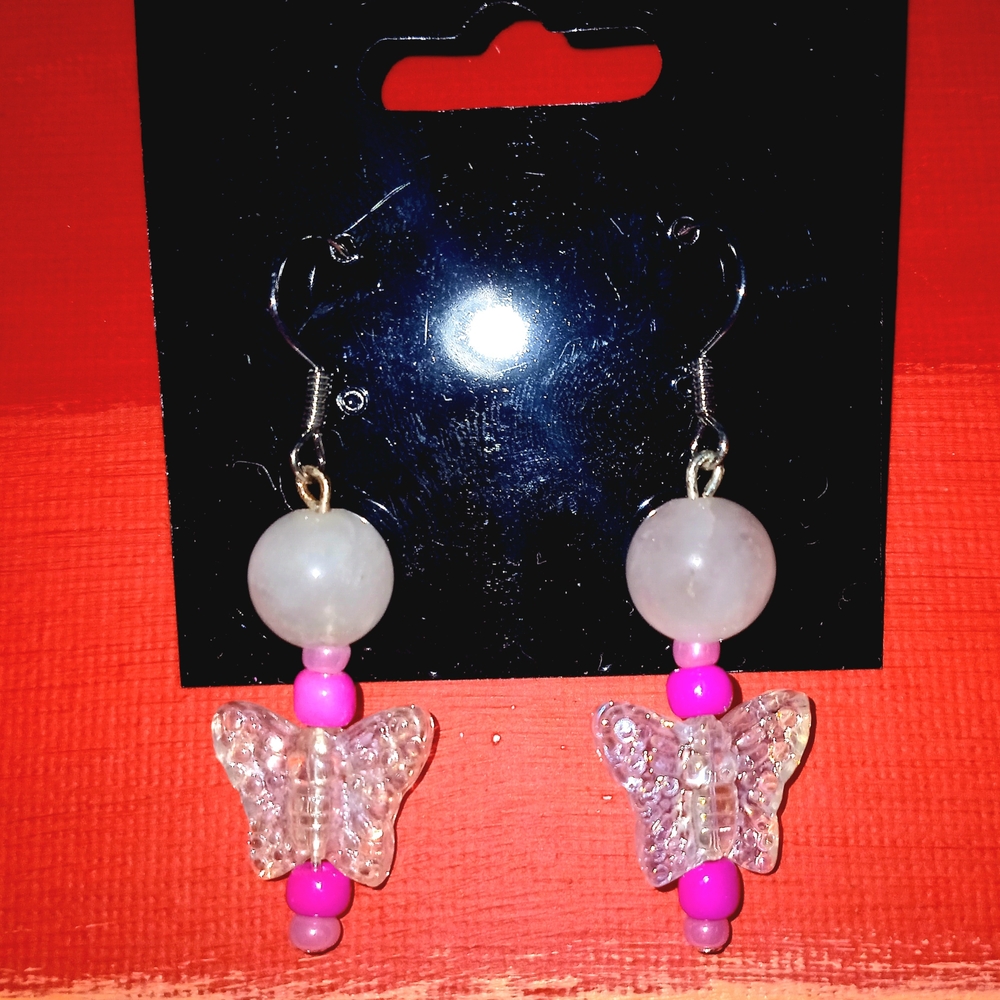 Elegant Pink Butterfly Earrings